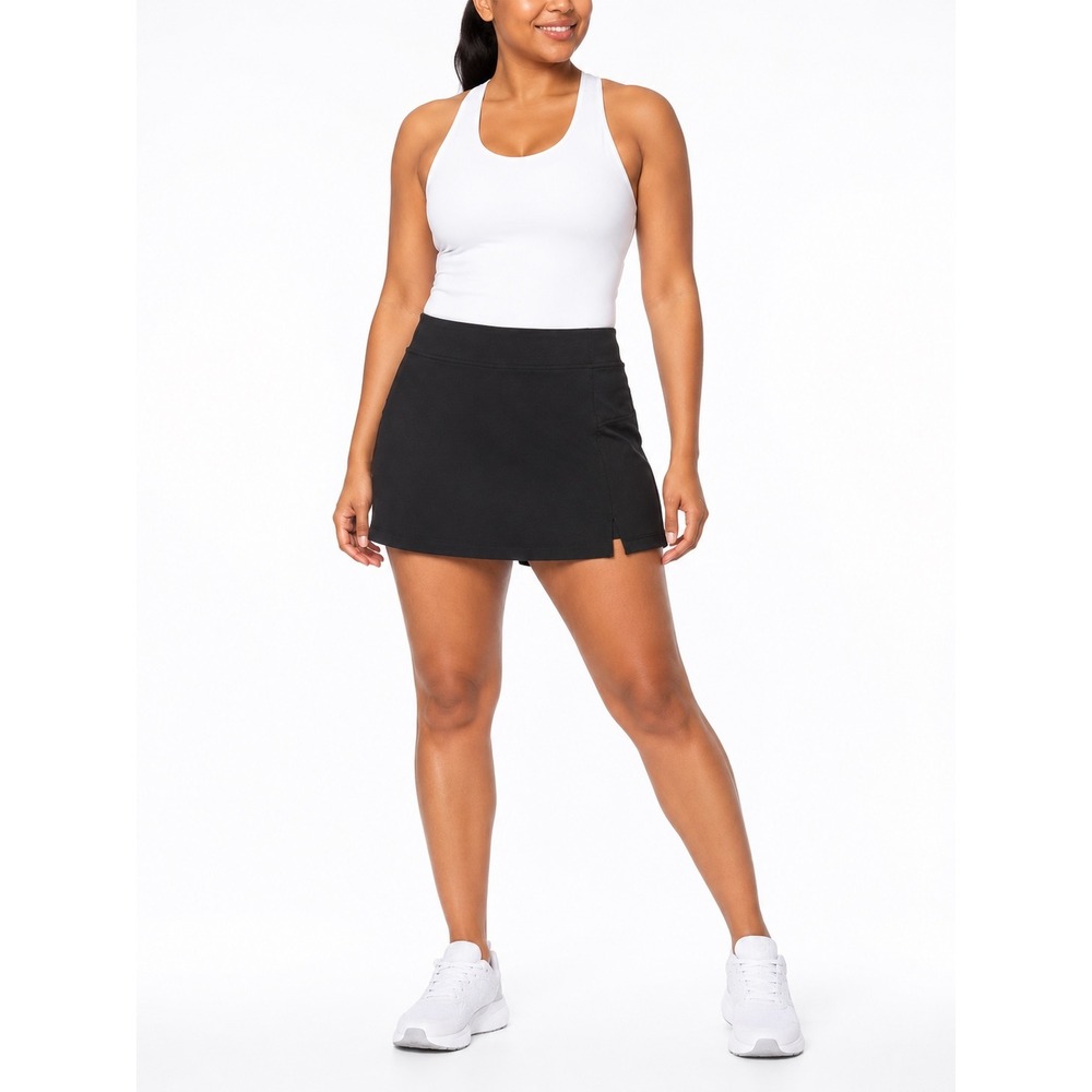 32 Degrees Cool Womens Black Active Skort Ribbed Waistband Pockets Size L